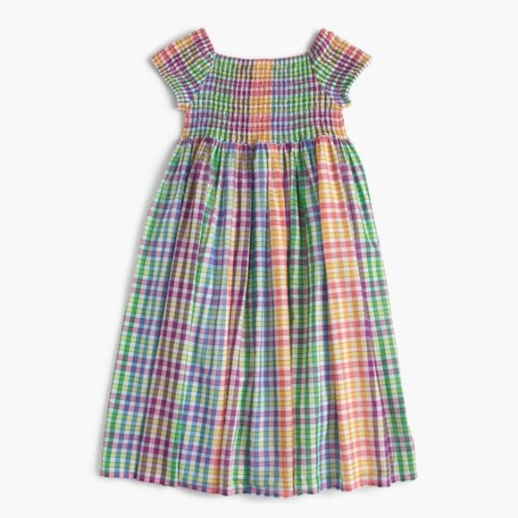 J. Crew Girl's Smocked Dress In Rainbow - Picture 2 of 7